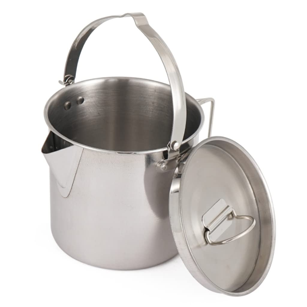 XUHUI 1.2L Stainless Steel Camping Kettle - Portable Tea & Coffee Pot with Lid for Outdoor Cooking, Picnic, Hiking, Backpacking and Travel - Perfect for Camping Trips and Home Use