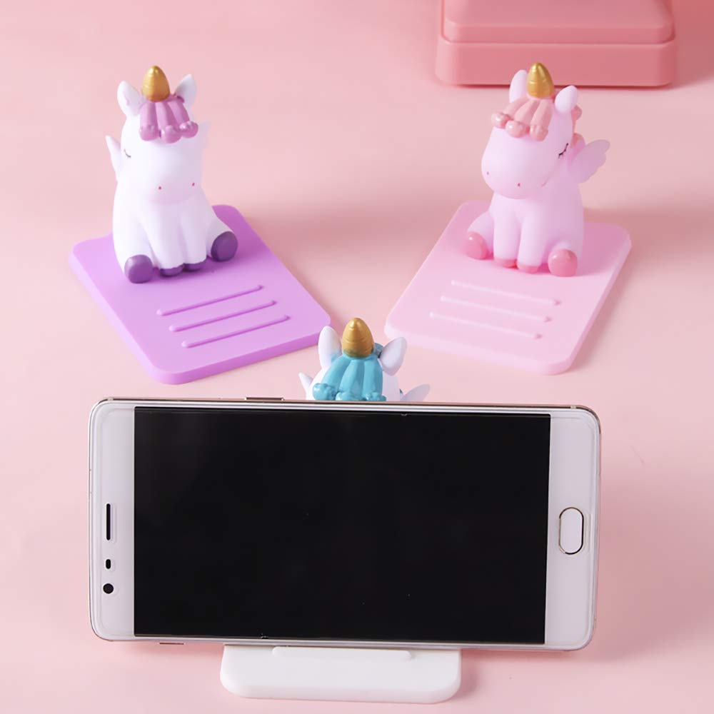 3 Pack Adjustable Unicorn Phone Stand - Cute Cartoon Desktop Cell Phone Holder for Girls, Multi-Function Smartphone Dock - Perfect for Office, Home, and Gift Giving