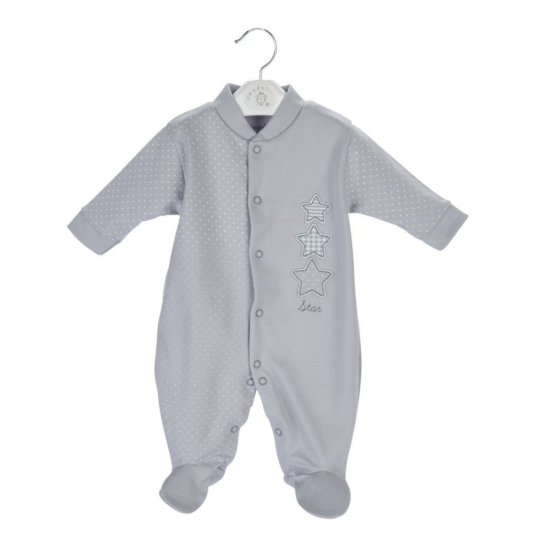 Grey Star Sleepsuit for Babies & Toddlers - Soft & Comfortable Pajamas for Boys & Girls - Perfect for Nighttime & Nap Time