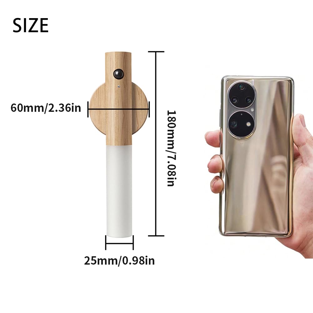 Wooden Motion Sensor Night Light - Rechargeable LED for Hallway & Stairs