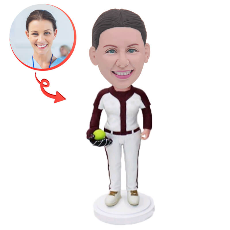 Custom Softball Player Bobblehead - Personalized Gift for Female Athletes | Perfect for Sports Fans, Team Gifts & Memorabilia Collection