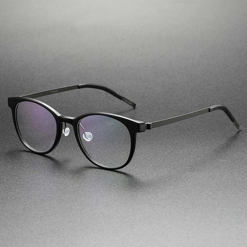 Unisex Full Rim Oval Square Titanium Acetate Eyeglasses Frame 48181 - Lightweight Durable Glasses for Men & Women - Perfect for Reading, Work, and Everyday Wear