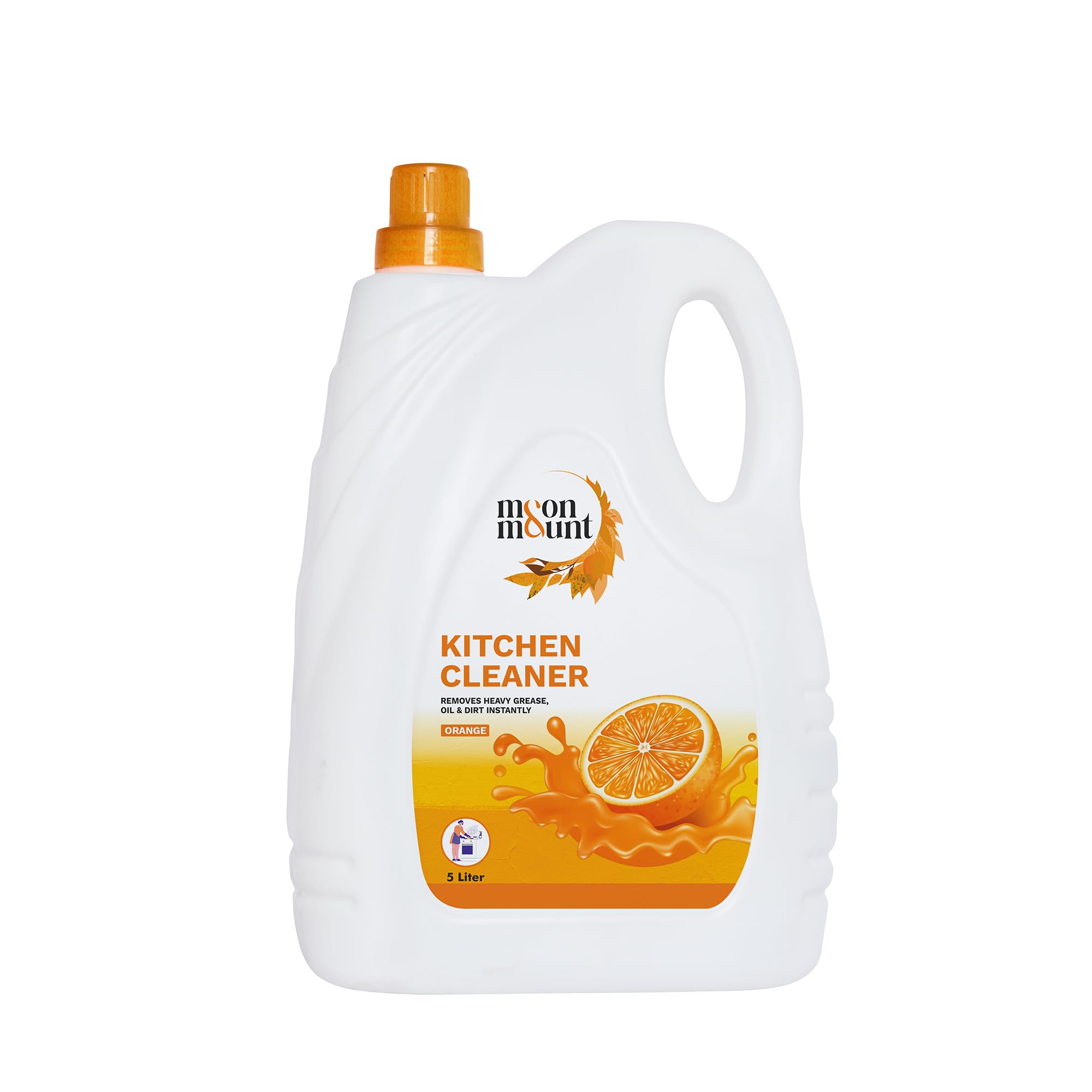 Moon & Mount 5L Kitchen Cleaner | Non-Toxic Glass Stove Top & Grease Remover | Orange Oil Stain Solution | Safe for Skin | Ideal for Home & Restaurant Kitchens
