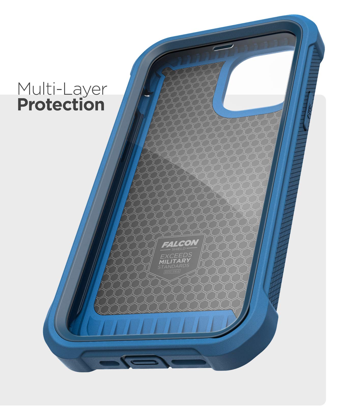 Encased Falcon Armor iPhone 12 Pro Case with Built-in Screen Protector | Shockproof Full Body Protection Cover | Blue | Perfect for Outdoor Activities, Travel & Daily Use
