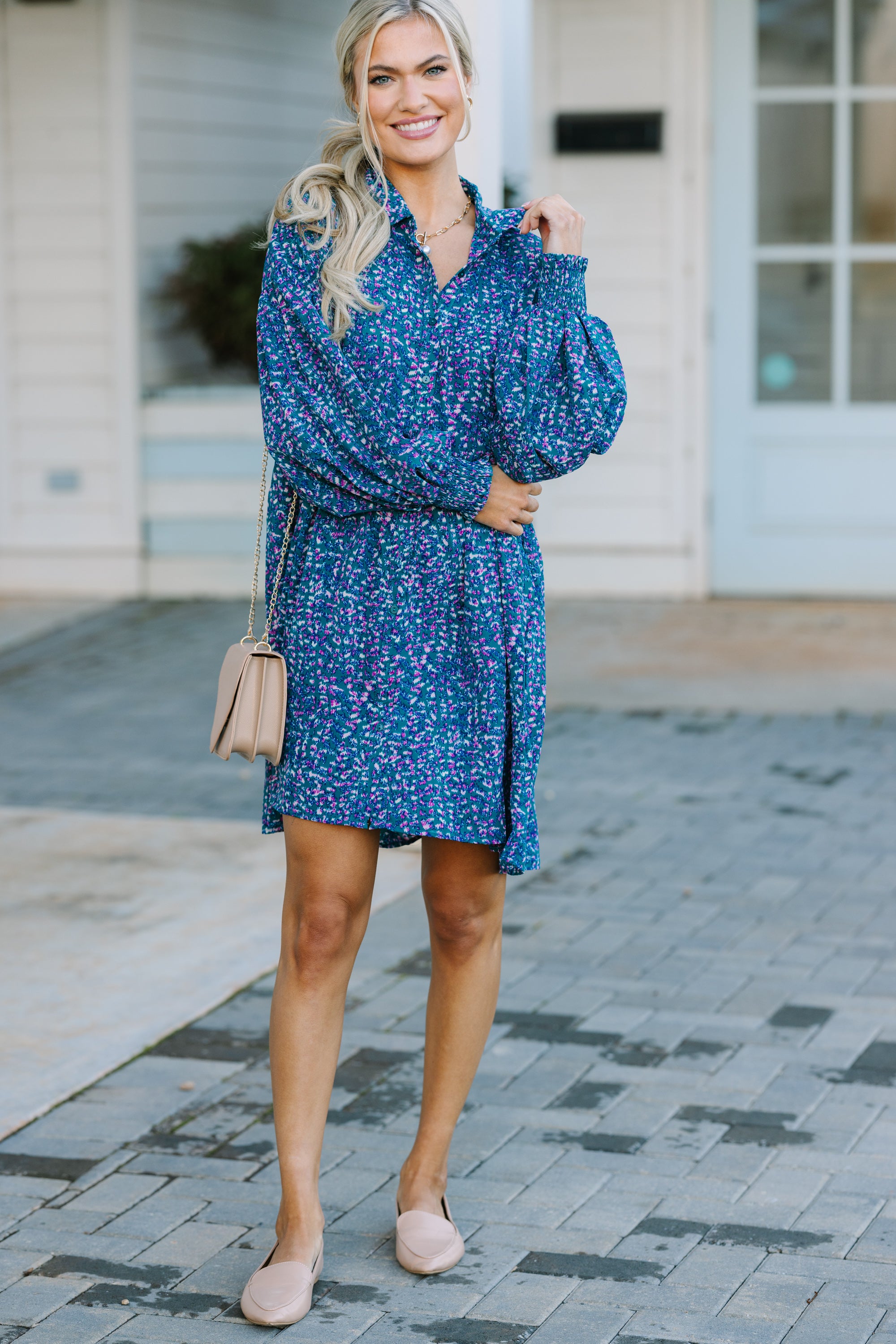 Stylish Teal Blue Abstract Print Dress for Women - Perfect for Casual Outings, Parties, and Summer Vacations