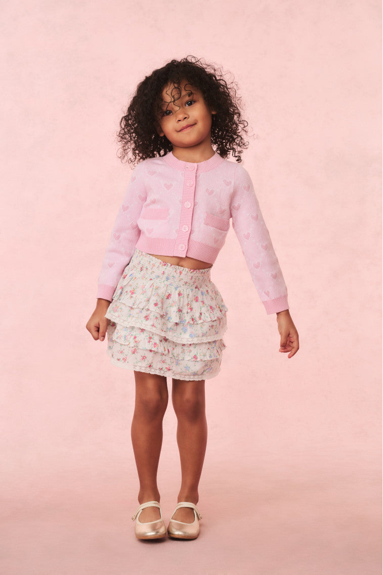Girls' Cotton Heart Print Cardigan - Soft & Stylish Knit Sweater for Kids - Perfect for School, Playdates & Family Outings