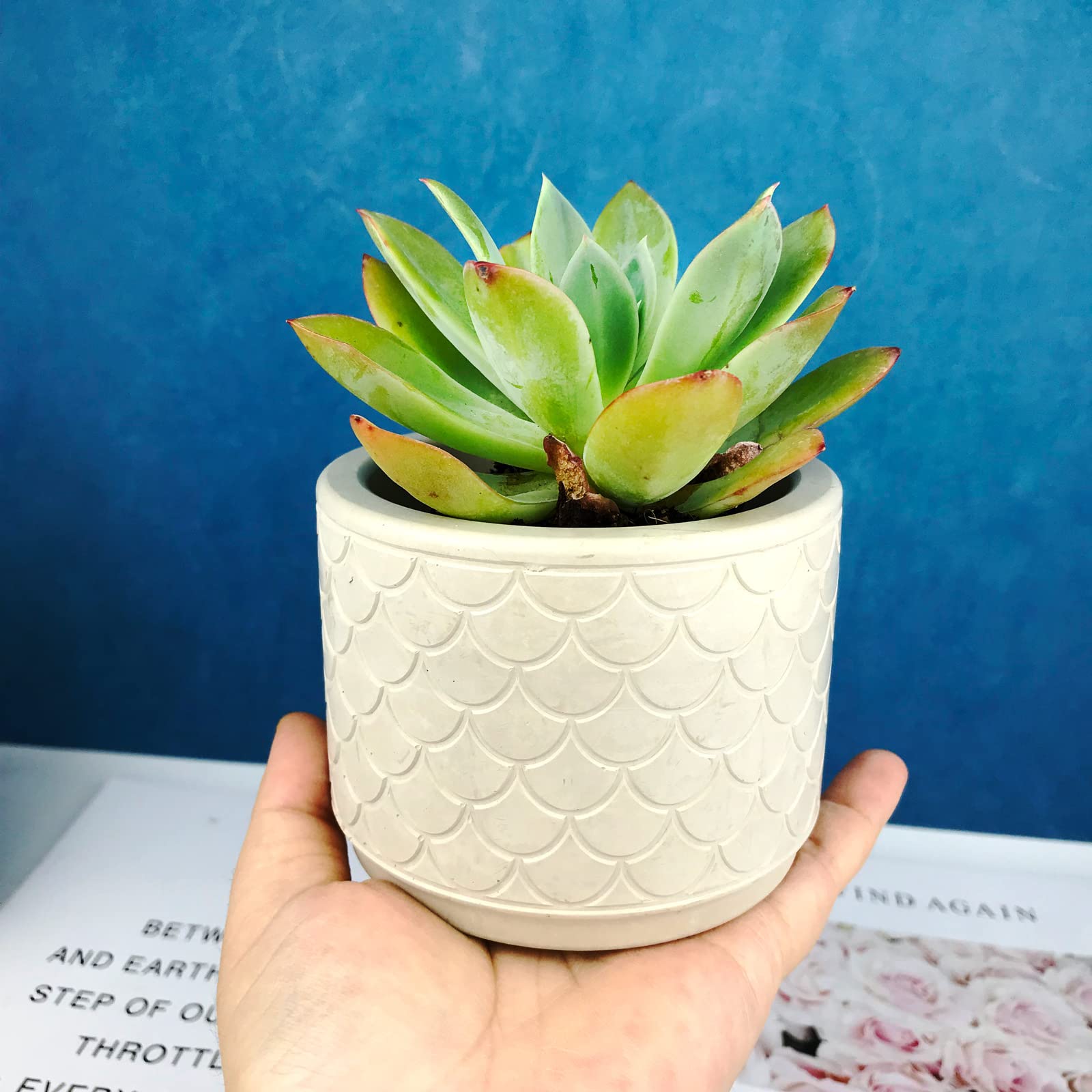 4.25 Inch DIY Resin Silicone Mold for Flower Pots, Planters & Pen Holders - Cylinder Shape with Decorative Patterns (3.14