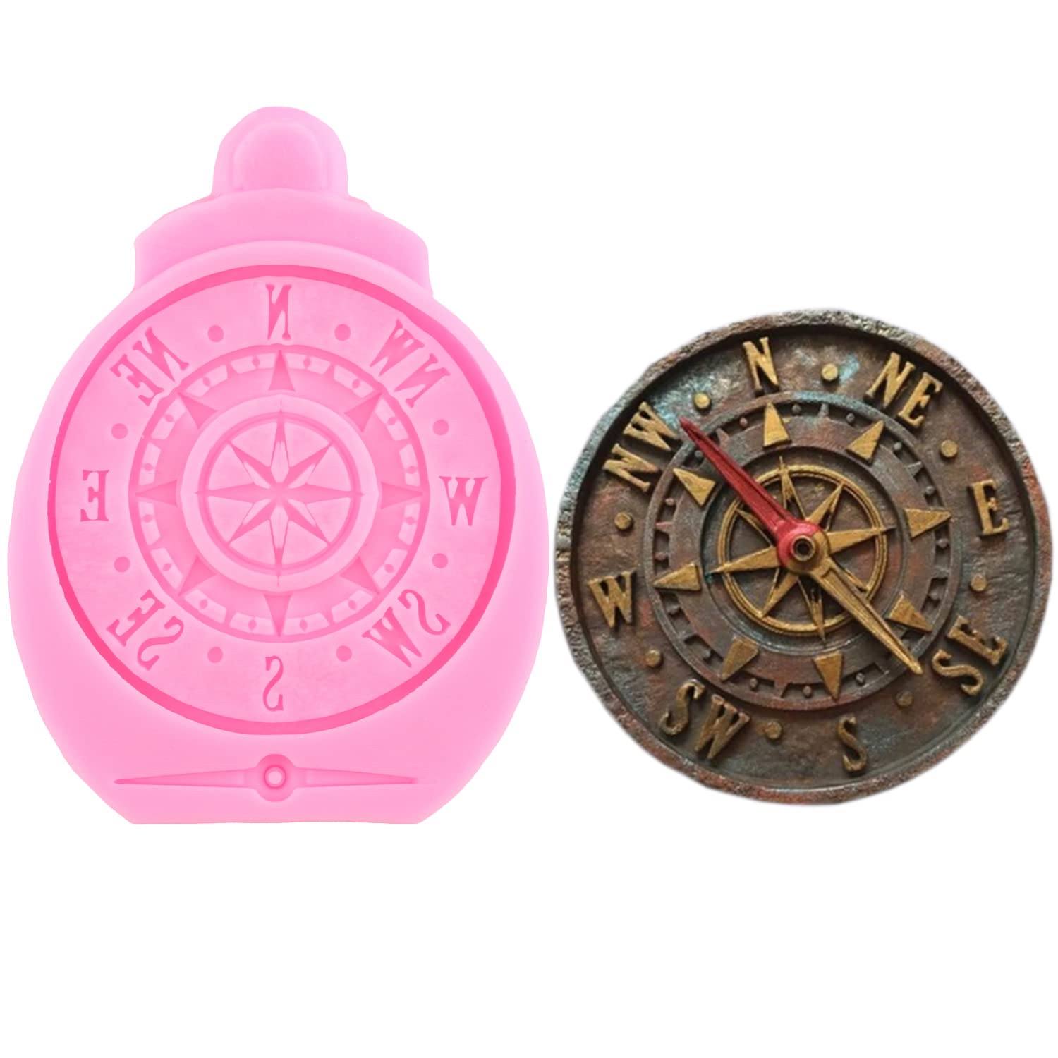 Steampunk Gear Silicone Mold Set of 3 - Compass Cogs & Gears Teeth Fondant Molds for Cake Decorating, Chocolate Candy, Cupcake Toppers & Polymer Clay - Perfect for Steampunk Themed Parties, DIY Crafts & Travel Inspired Desserts