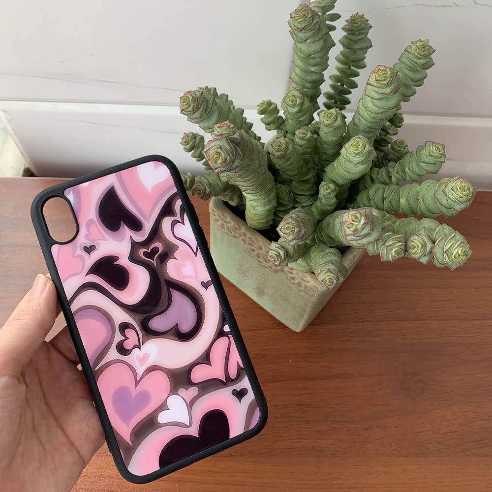 Aesthetic Cute Purple & Pink Heart Phone Case - Protective Cover Compatible with iPhone X/XS | Trendy Accessory for Girls & Women, Perfect for Daily Use & Gift Giving