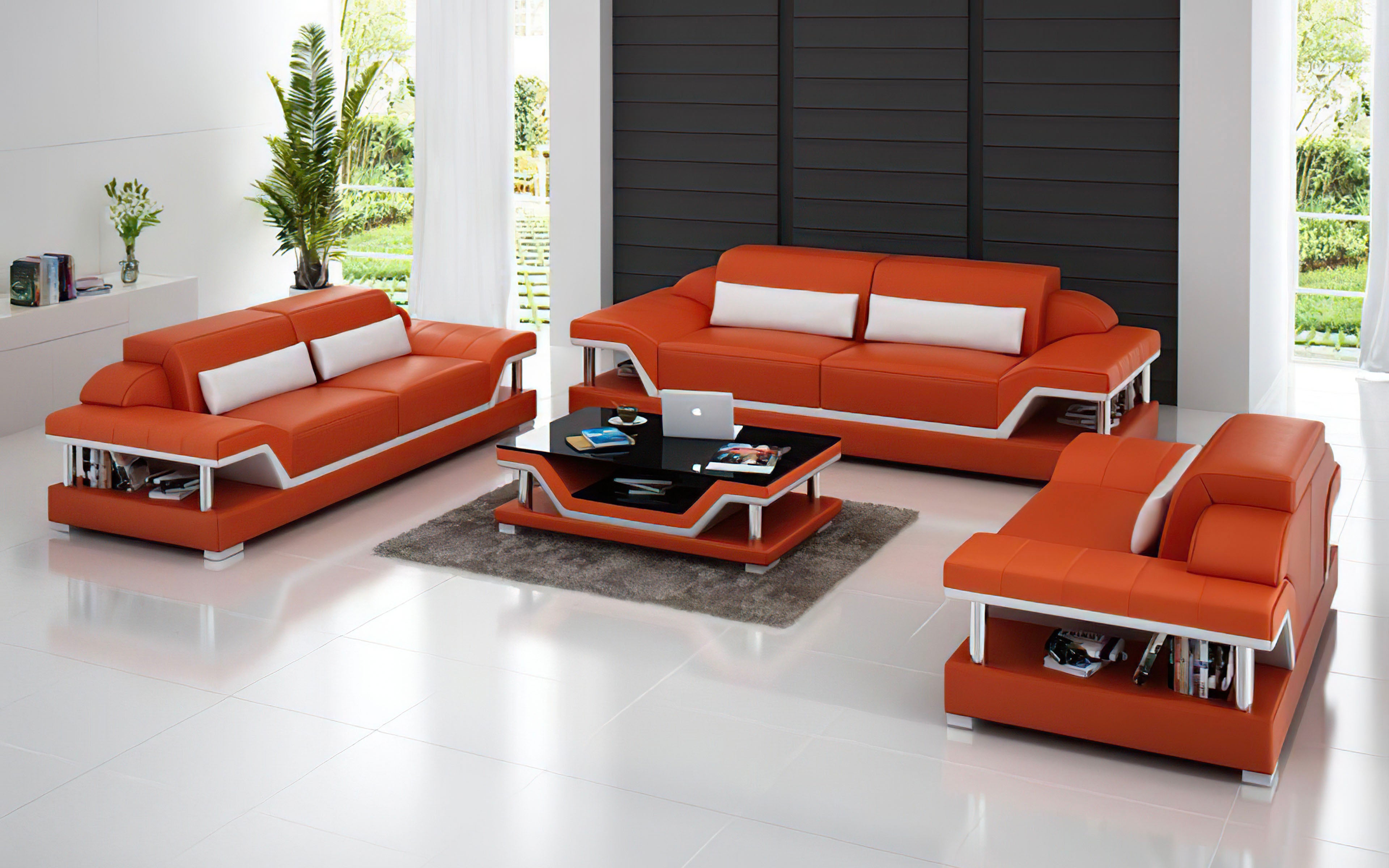 Premium Taliya Genuine Leather Sofa Set with Adjustable Headrest - Modern Living Room Furniture for Home & Office Comfort