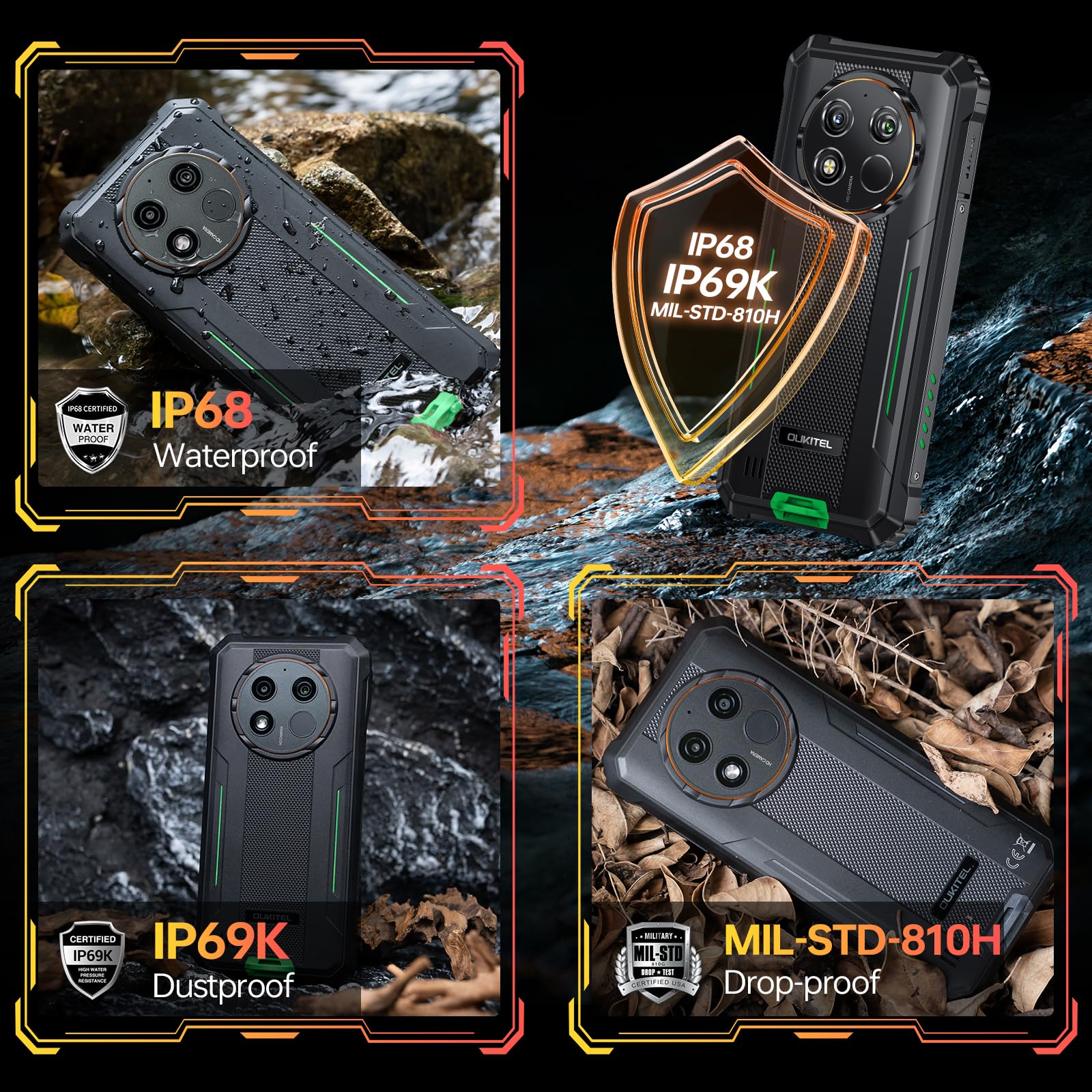 OUKITEL WP28E Rugged Smartphone - Android 14, 10600mAh Battery, 16GB RAM + 64GB/1TB Storage, 6.52