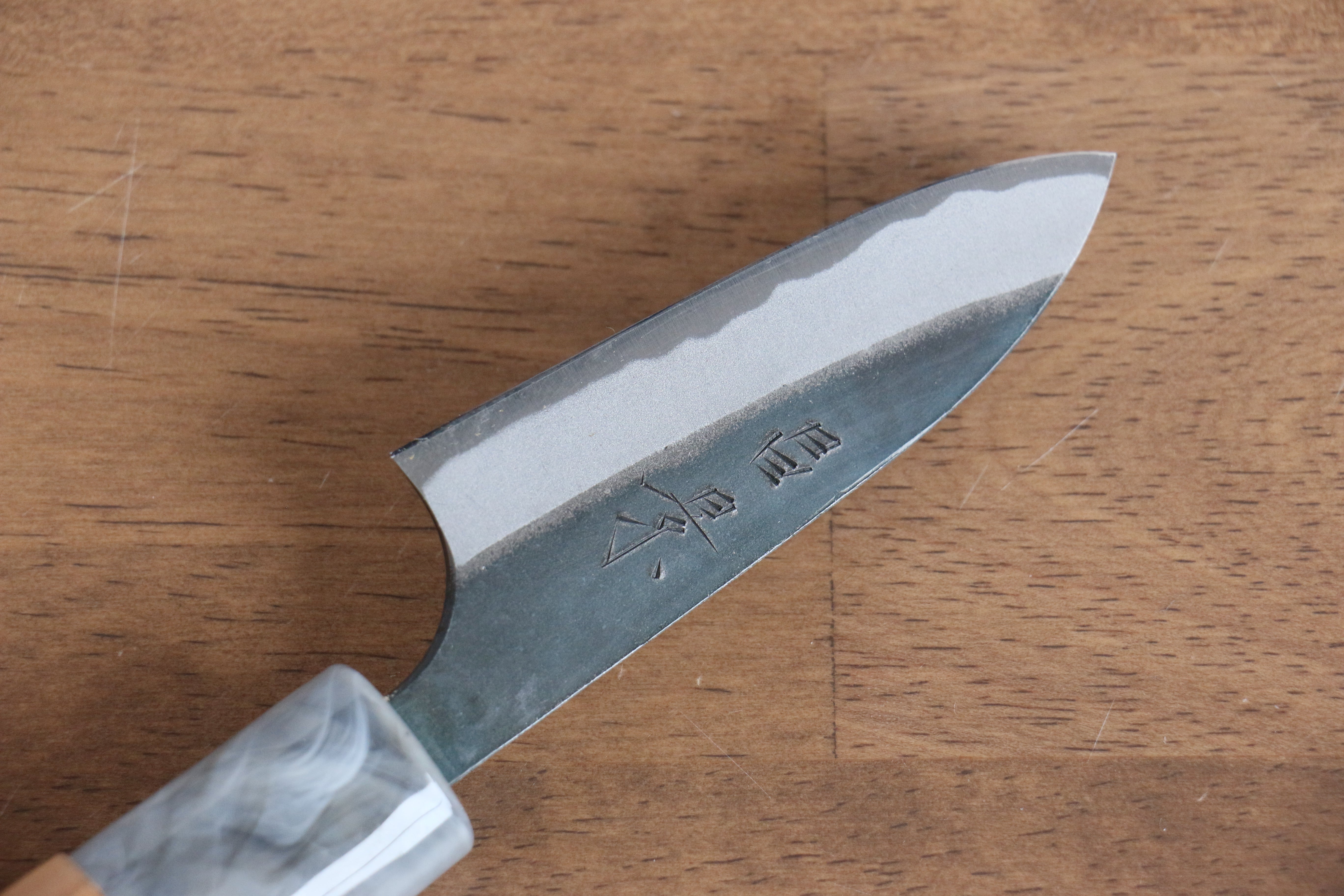 Masakage Mizu Blue Steel No.2 Petty Knife 80mm - Japanese Utility Knife with Black Finish & American Cherry Wood Handle - Perfect for Slicing, Peeling, and Precision Cutting in Professional Kitchens & Home Cooking
