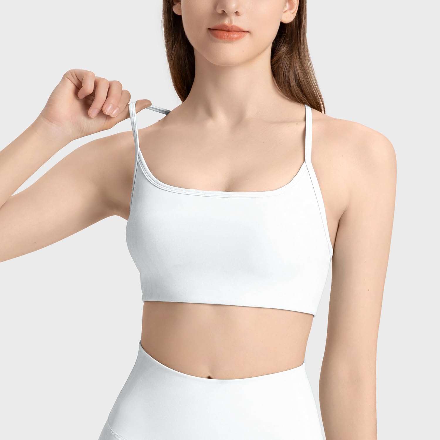 HUGE SPORTS Women's Padded Yoga Sports Bra - Strappy Criss Cross Back Low Impact Workout Top for Yoga, Gym & Running