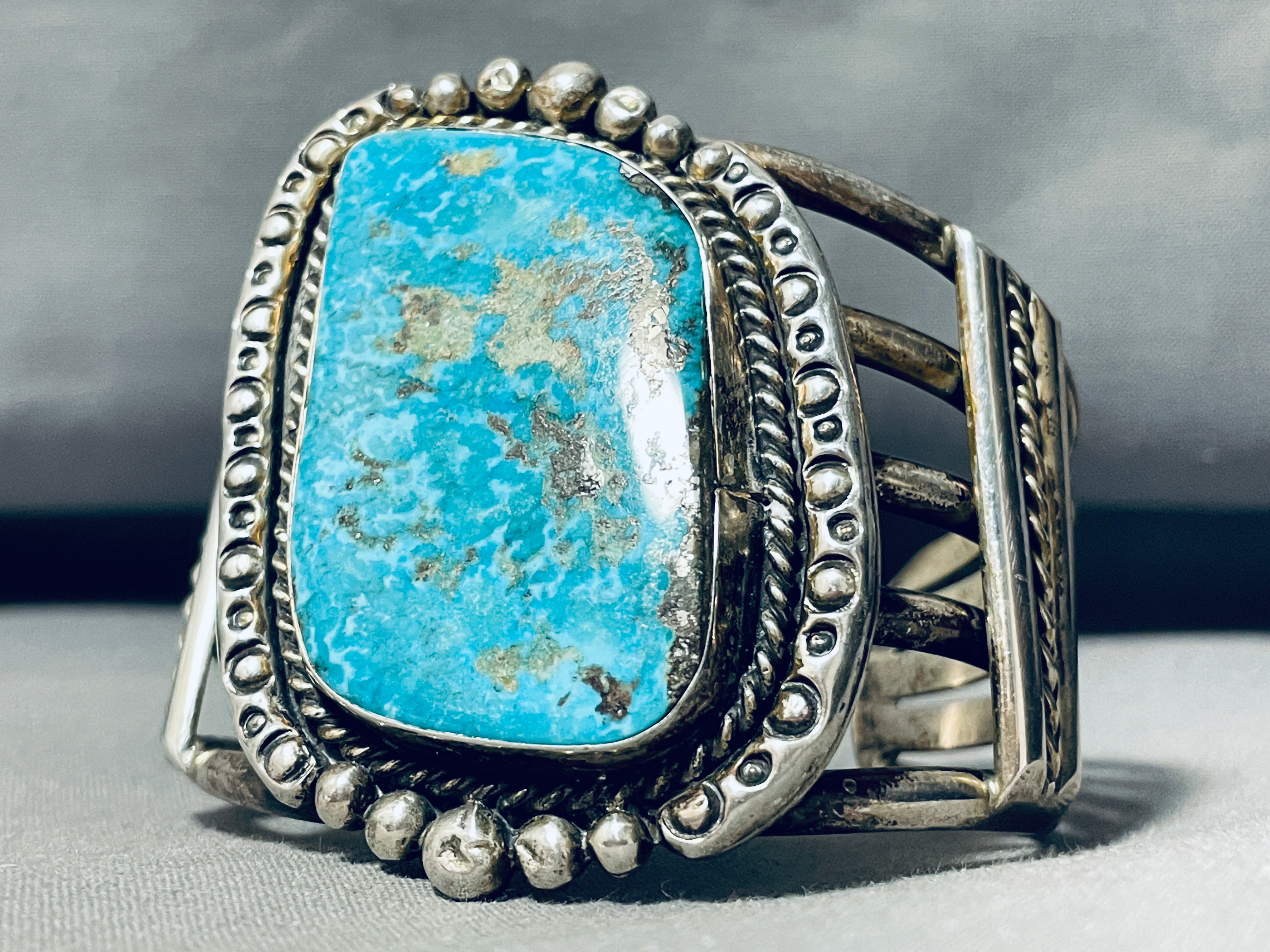 Authentic Navajo Sterling Silver Turquoise Bracelet - 106g Vintage Handmade Jewelry for Women - Perfect for Boho Fashion, Gift Giving & Special Occasions