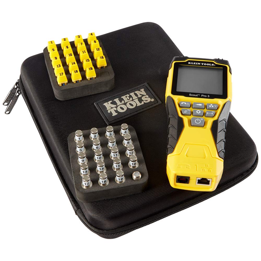 Klein Tools Scout Pro 3 Cable Tester Kit - Ethernet, Coax & Phone Wire Tester with Carrying Case | Network Installation, Home & Office Wiring Solutions