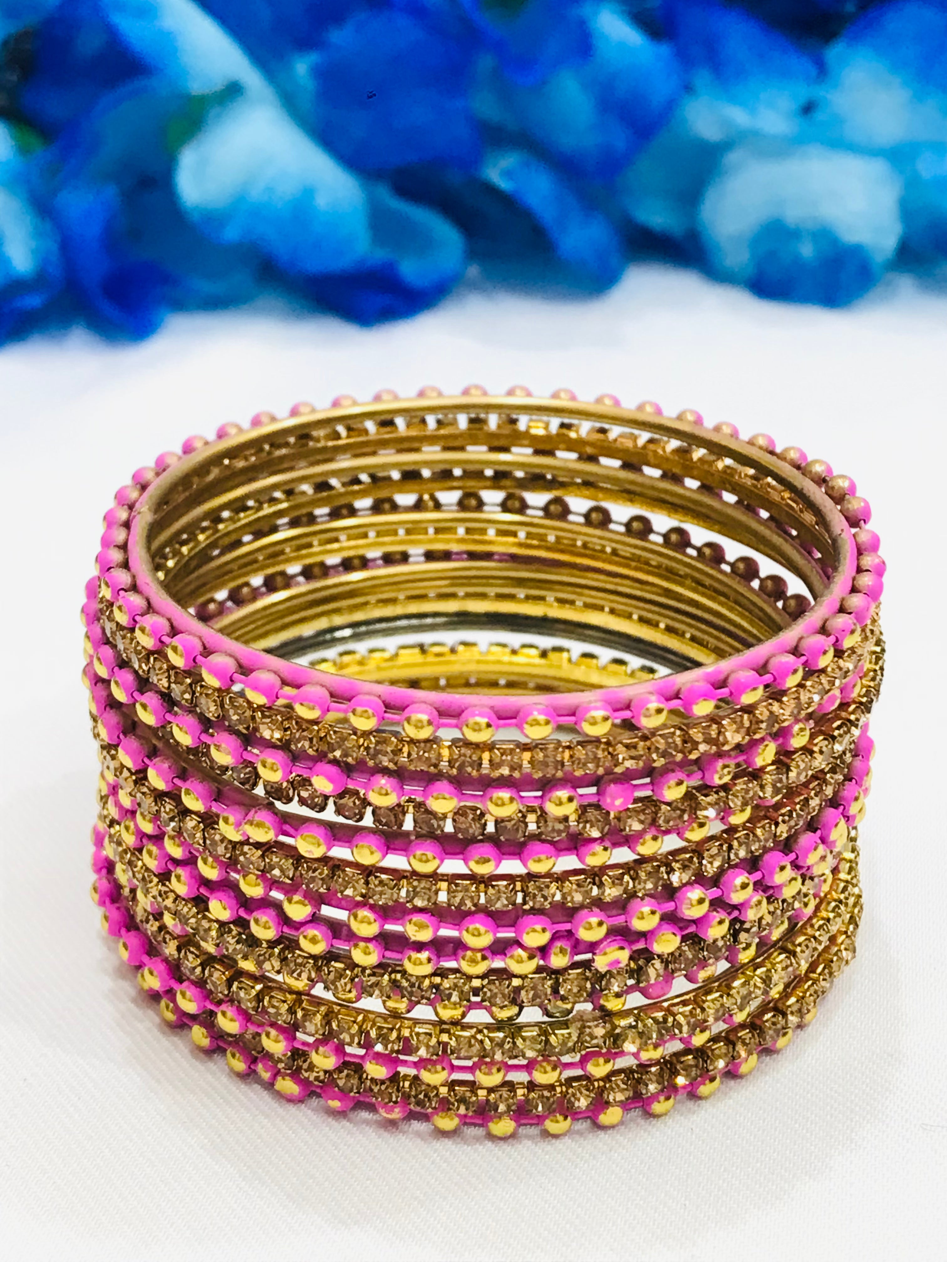 Stylish Pink Dot Metal Bangles for Women & Girls - Trendy Fashion Jewelry for Parties, Gifts & Everyday Wear