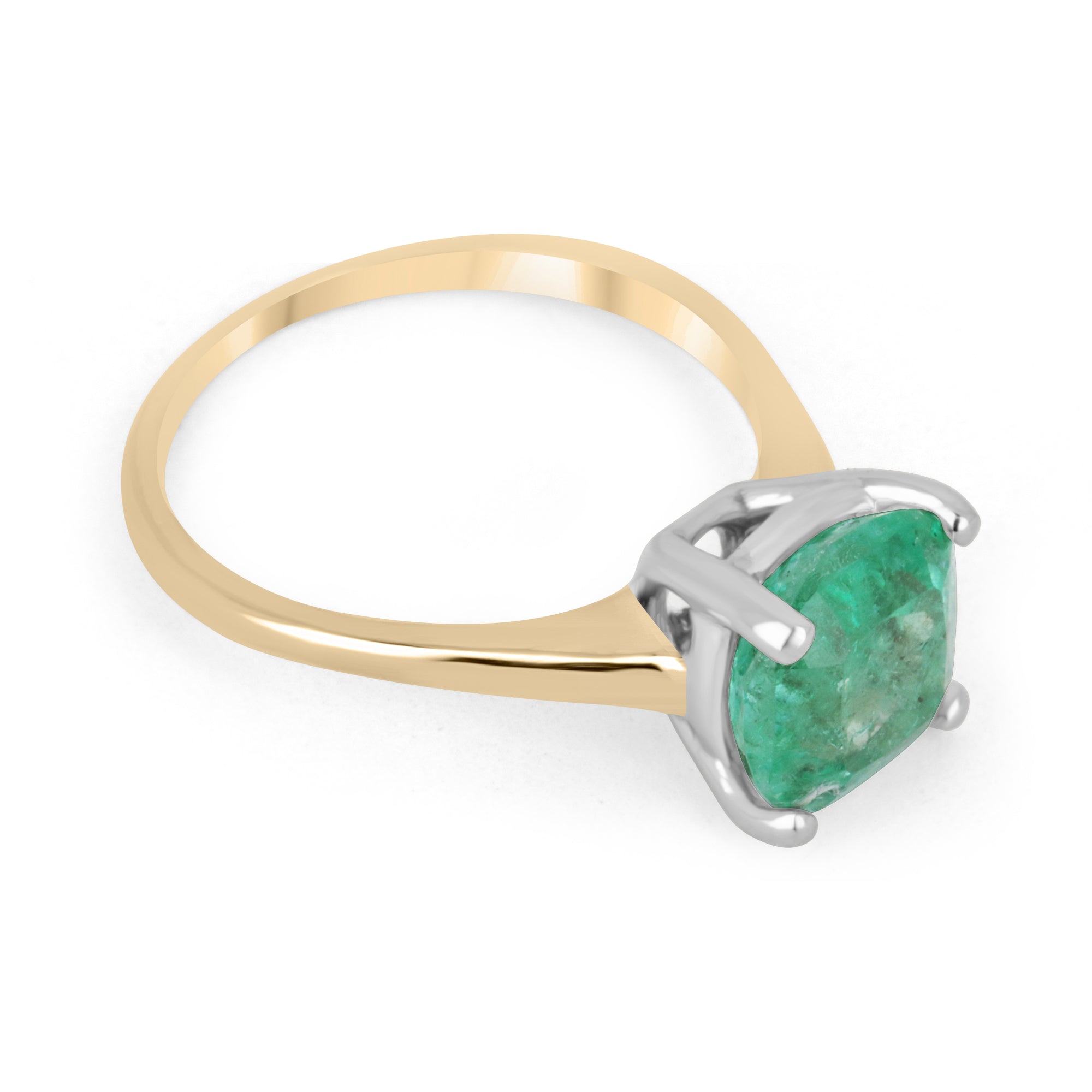 2.65 Carat Natural Emerald Cushion Cut Solitaire Engagement Ring in 14K Gold with 4-Prong Setting - May Birthstone Jewelry for Women, Perfect for Proposals, Anniversaries & Special Occasions