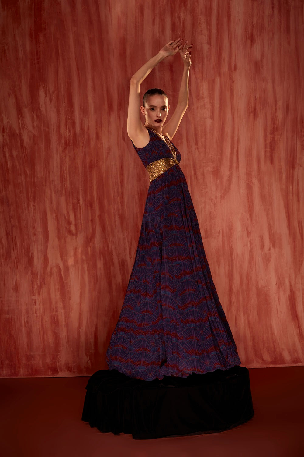 Overtine Greek Art Print Maxi Dress with Mosaic Brick Embroidery - Elegant Boho Summer Dress for Beach, Vacation & Special Occasions