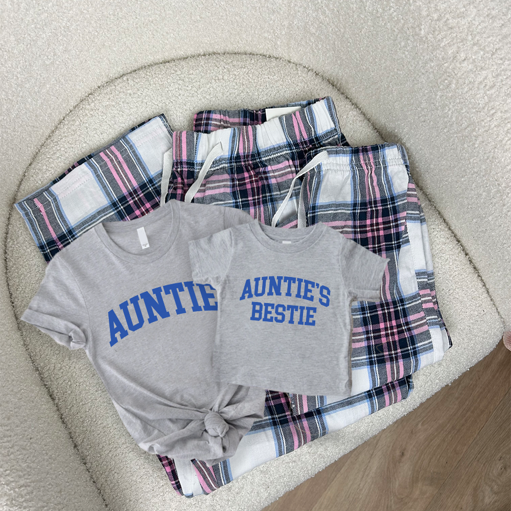 Best Matching T-Shirt & Pajama Sets for Aunts & Besties - Grey & Blue Comfy Outfits for Family Gatherings & Sleepovers