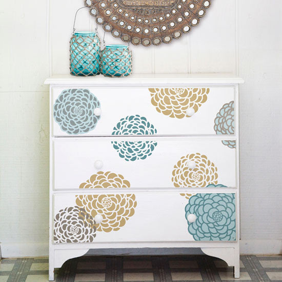 Bloomers Furniture Stencil Set - Reusable DIY Wooden Decorative Painting Templates for Home Decor & Crafts | Perfect for Furniture Upcycling, Wall Art, and DIY Projects