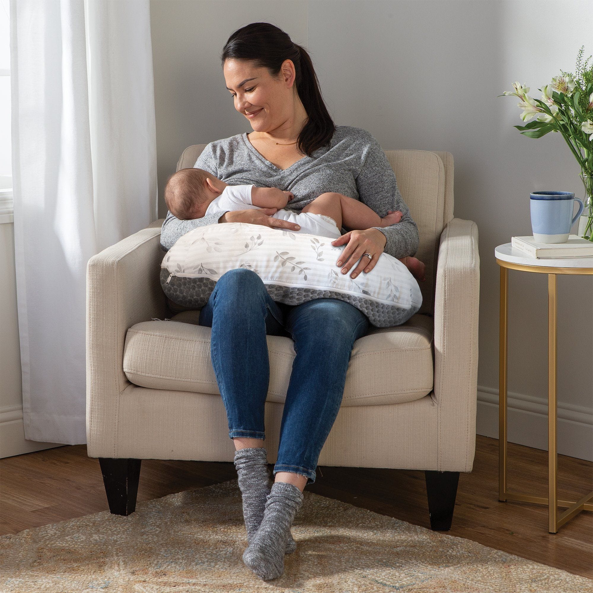 Boppy Best Latch Nursing Pillow for Breastfeeding - Comfortable Support for New Moms & Babies - Perfect for Home, Nursery & Travel Use