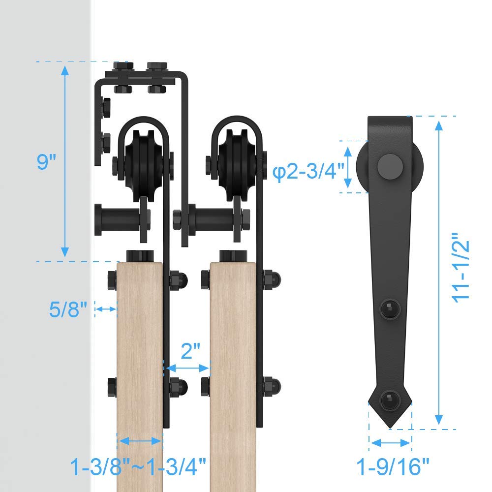 ZEKOO 12FT Double Bypass Barn Door Hardware Kit - Black Roller Hanger for Double Wooden Doors | Heavy Duty Sliding Track System | Perfect for Bedroom, Closet & Farmhouse Style Home Décor