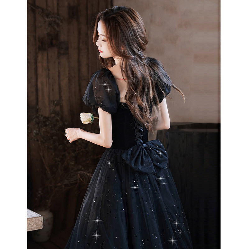 Elegant Black Tulle Long Prom Dress - Sweet Princess Party Gown for Formal Dances & Special Occasions | Perfect for Homecoming, Quinceañera & Evening Events
