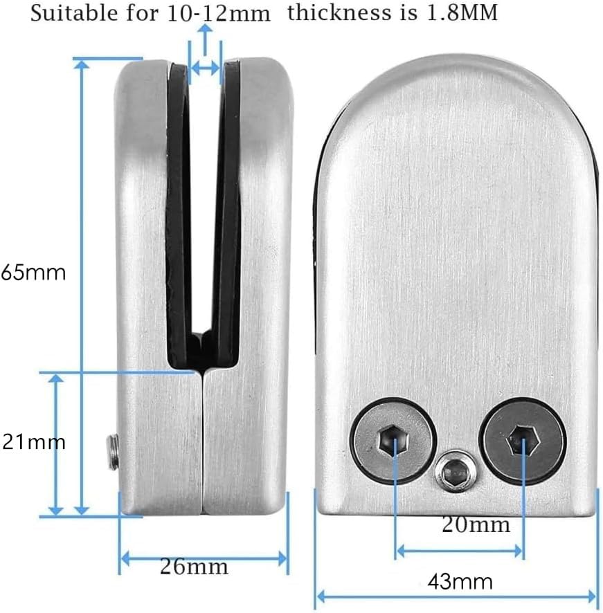 10-12mm Adjustable 304 Stainless Steel Glass Clamps (20PCS) for Balustrade & Staircase Handrail Installation