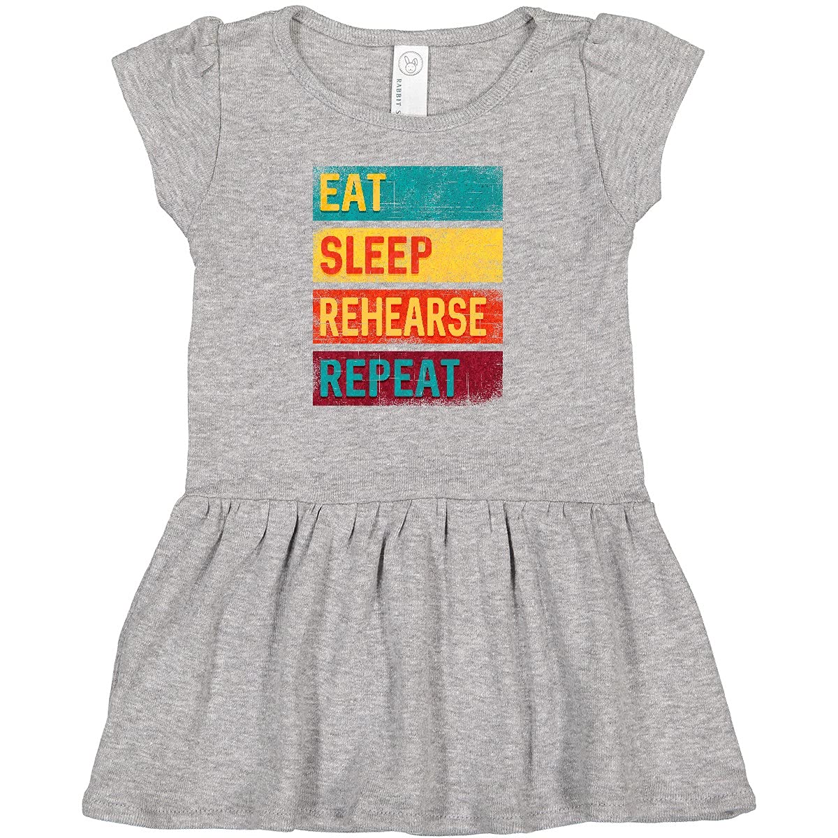 Inktastic Eat Sleep Rehearse Repeat Baby Girl Dress - Cute Infant Outfit for Dance Rehearsals, Music Class & Toddler Performances