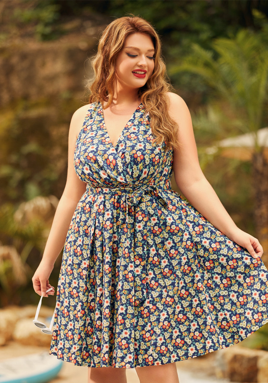 Instant Energy Faux Wrap Dress for Women - Stretchy Comfortable Office & Party Wear - Perfect for Work, Cocktail Events & Date Nights