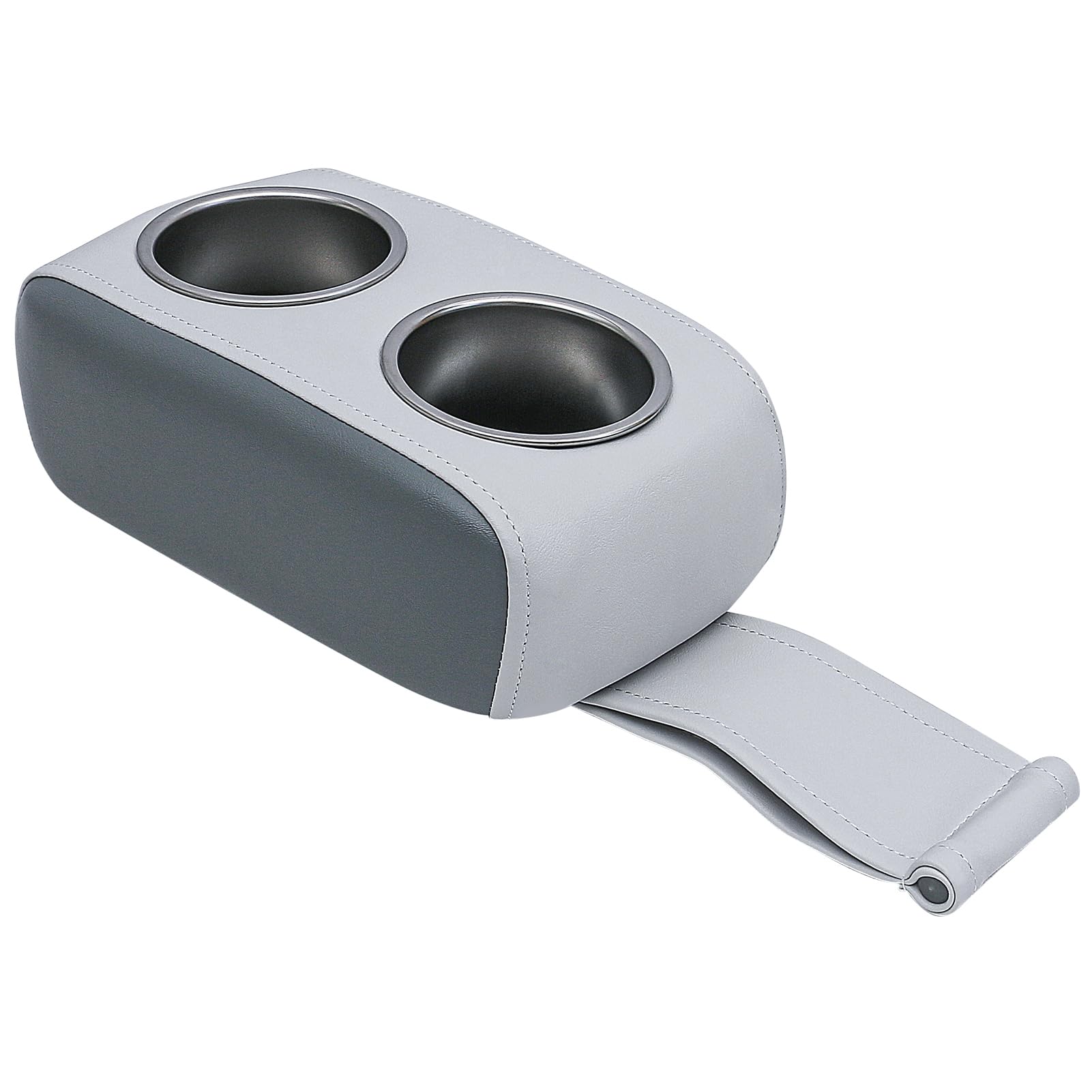 Stainless Steel Universal Boat Cup Holder - Double Drink Holder for Pontoon, Yacht, RV, Car - Portable Beverage Bottle Holder (Gray & Dark Gray) - Perfect for Boating, Camping, Road Trips & Outdoor Adventures