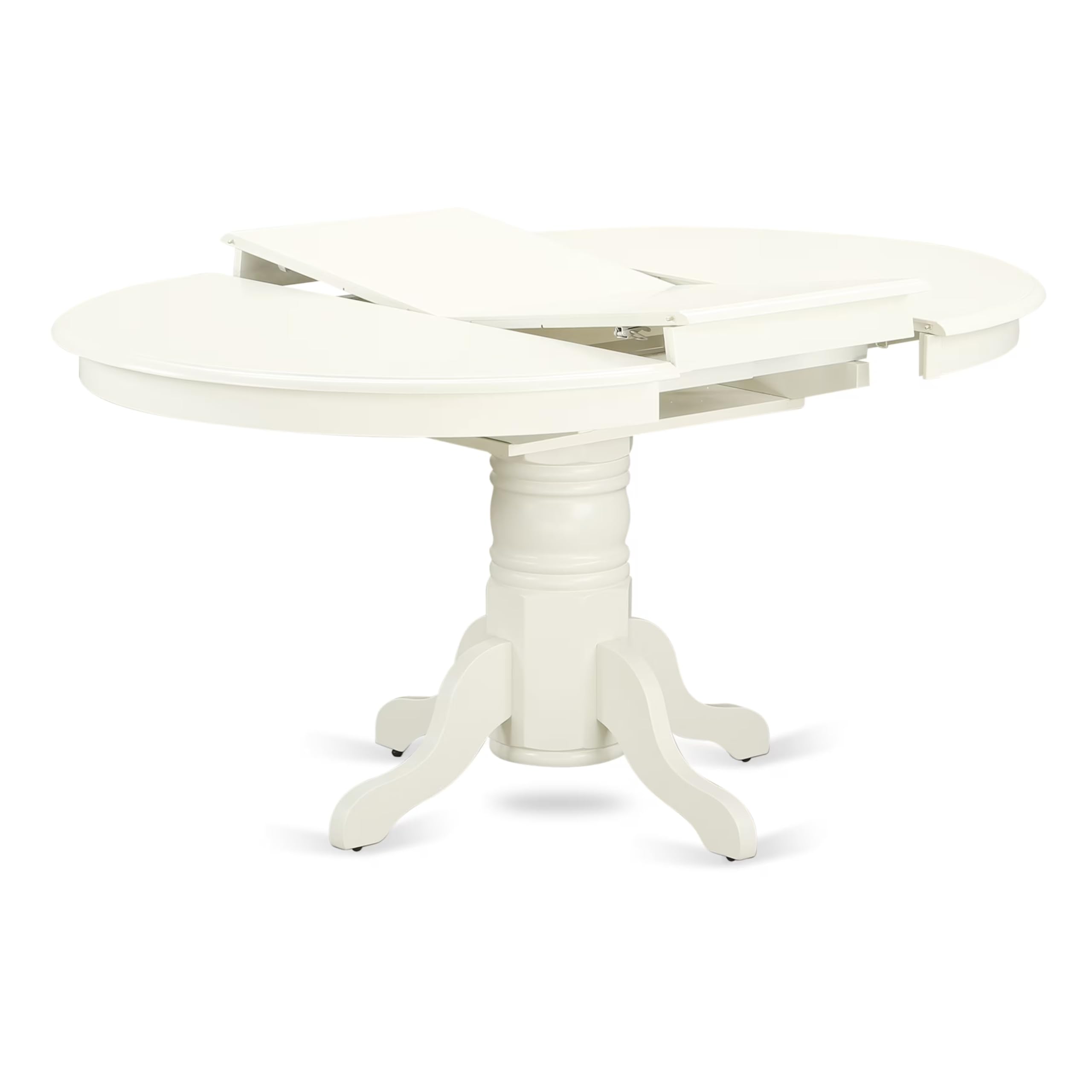 East West Furniture 5-Piece Dining Set with Oval Table & 4 White Faux Leather Chairs - 42x60 Inch Linen White Kitchen Table with Butterfly Leaf Extension - Perfect for Small Spaces, Breakfast Nooks & Compact Dining Rooms