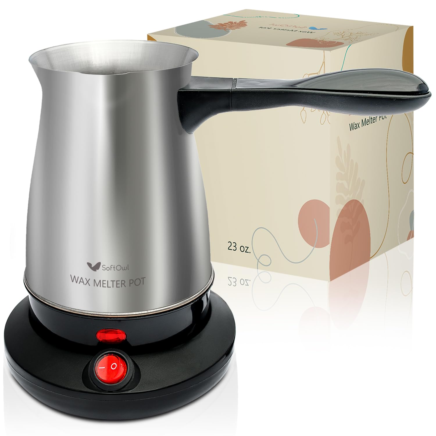 SoftOwl 23 Oz Stainless Steel Electric Wax Melting Pot - Professional Candle Making Kit with Dripless Pouring Spout - Wax Warmer for DIY Candles, Soap Making & Wax Melts - Perfect for Home Crafting and Small Business Use