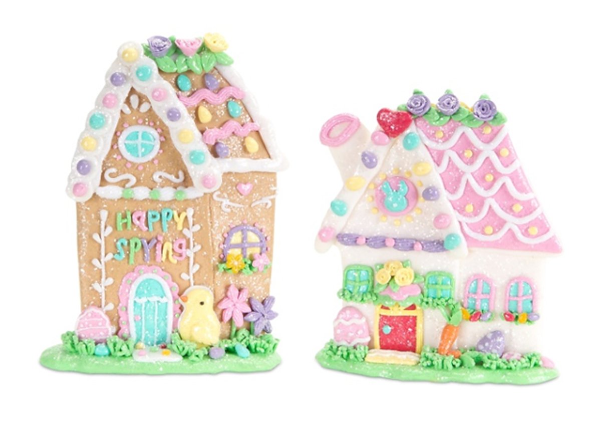 Melrose Ornaments - Adorable Pastel Clay Dough Candy Houses (2-Piece Set) #54429 | Perfect for Christmas Tree Decorations, Gift Giving & Holiday Home Decor