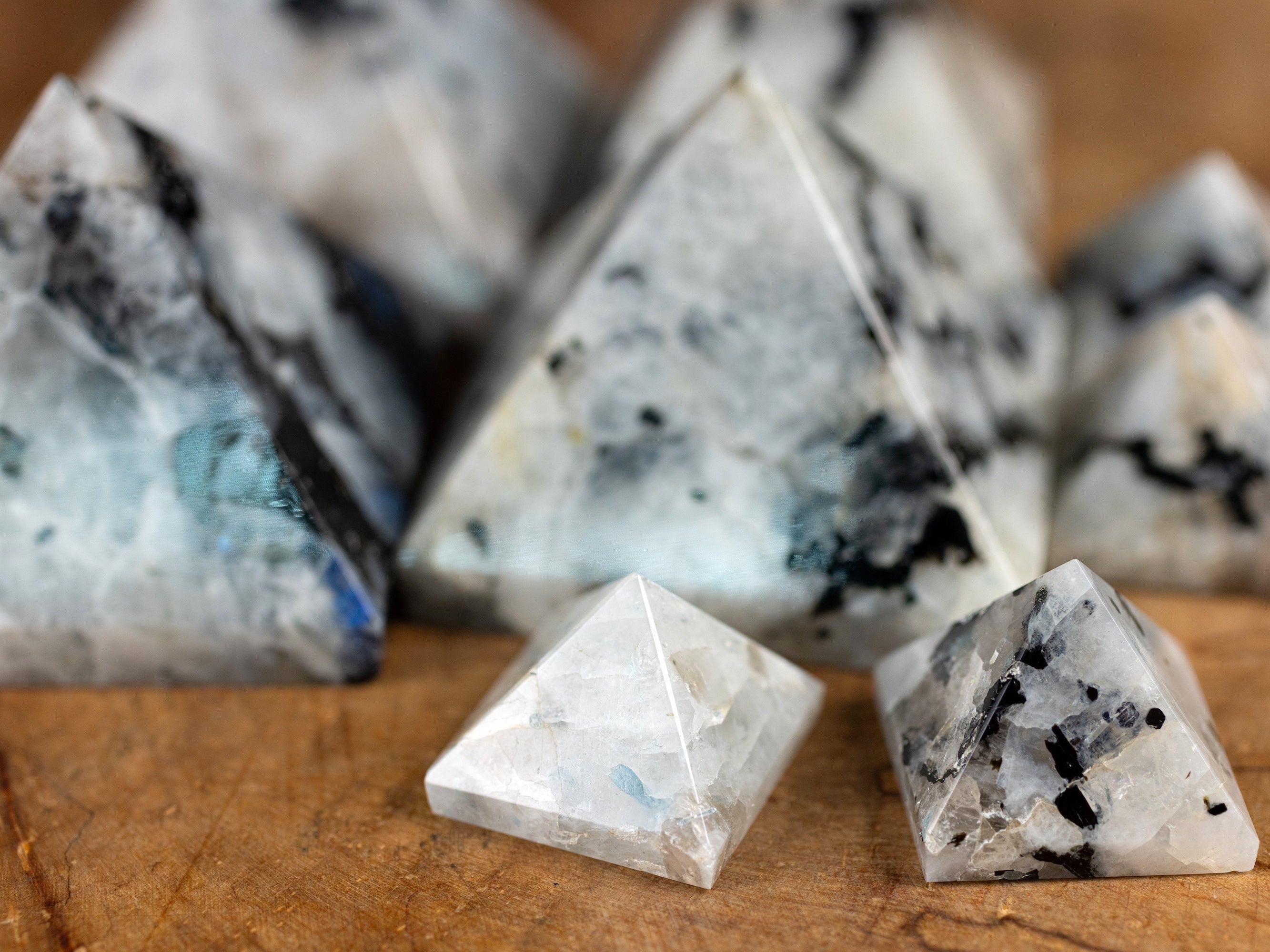 Rainbow Moonstone Crystal Pyramid - Sacred Geometry Healing Stone for Meditation, Chakra Balancing & Spiritual Growth | Metaphysical Decor & Gift Idea