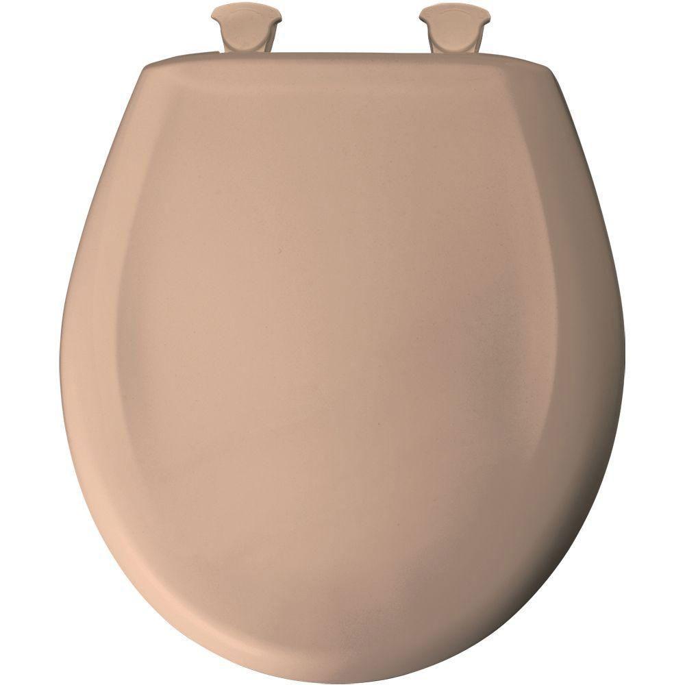 Bemis Whisper Close Round Closed Front Toilet Seat in Suez Tan - Soft Close Hinges, Easy Installation - Perfect for Bathroom Upgrade & Home Renovation