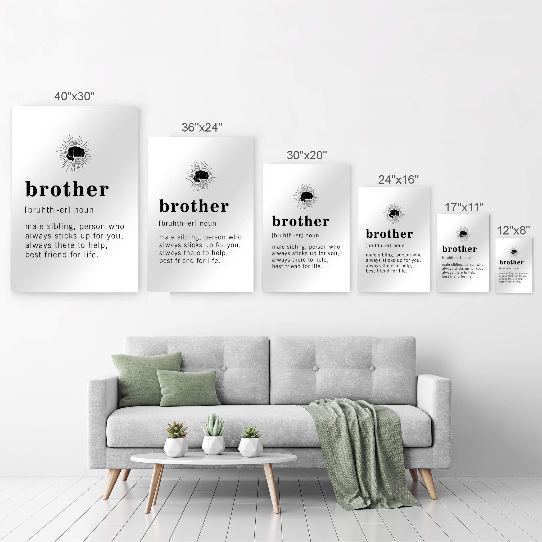 Funny Noun Dictionary Definition of Brother Metal Print - Inspirational Quote Sign for Office, Living Room, Bedroom & Bathroom - Ready to Hang Wall Art Home Decor - Made in USA (36x24) - Perfect for Gifts, Housewarming & Family Spaces