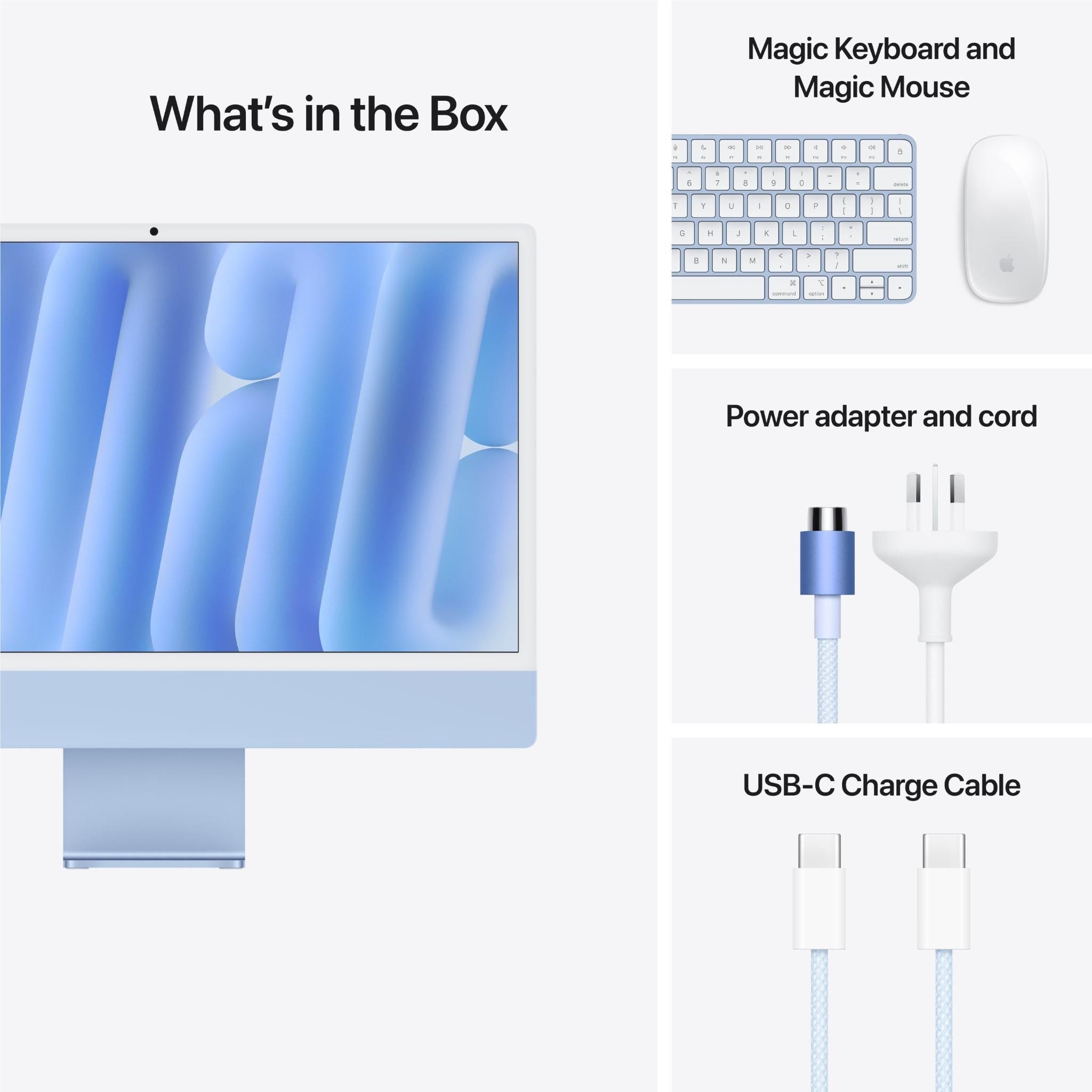 Apple iMac 24-inch with Retina 4.5K Display, M4 Chip 8-Core CPU, 256GB SSD in Blue (2024 Model) - Perfect for Home Office, Graphic Design & Creative Work