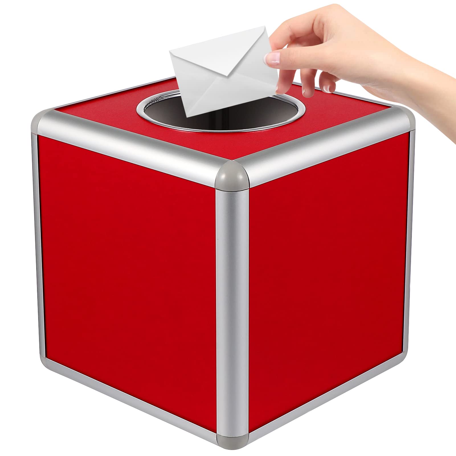 Red Raffle Ticket Box - Square Storage Container for Tickets, Voting & Donations | Perfect for Fundraising Events, School Activities & Charity Draws