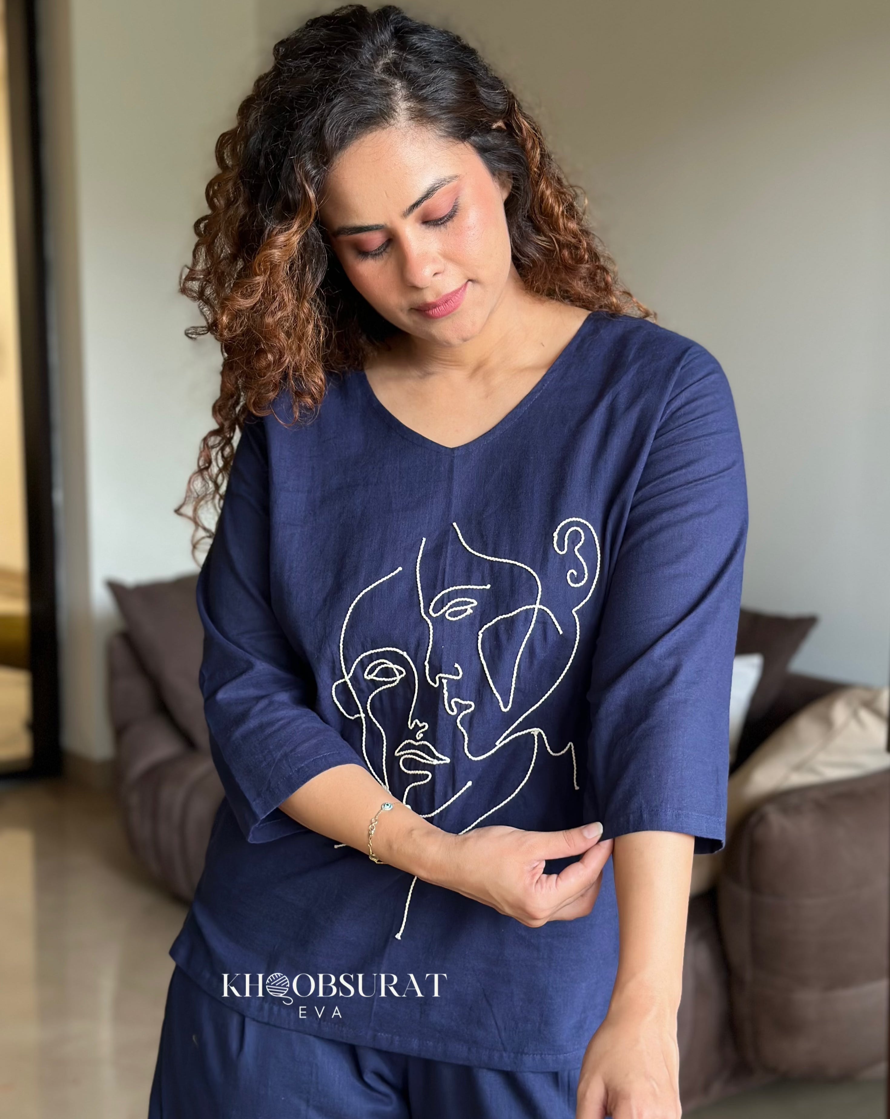 Casual Comfy Blue Coord Set for Women - Stylish Lounge & Everyday Outfit | Perfect for Relaxing at Home, Running Errands, and Weekend Outings