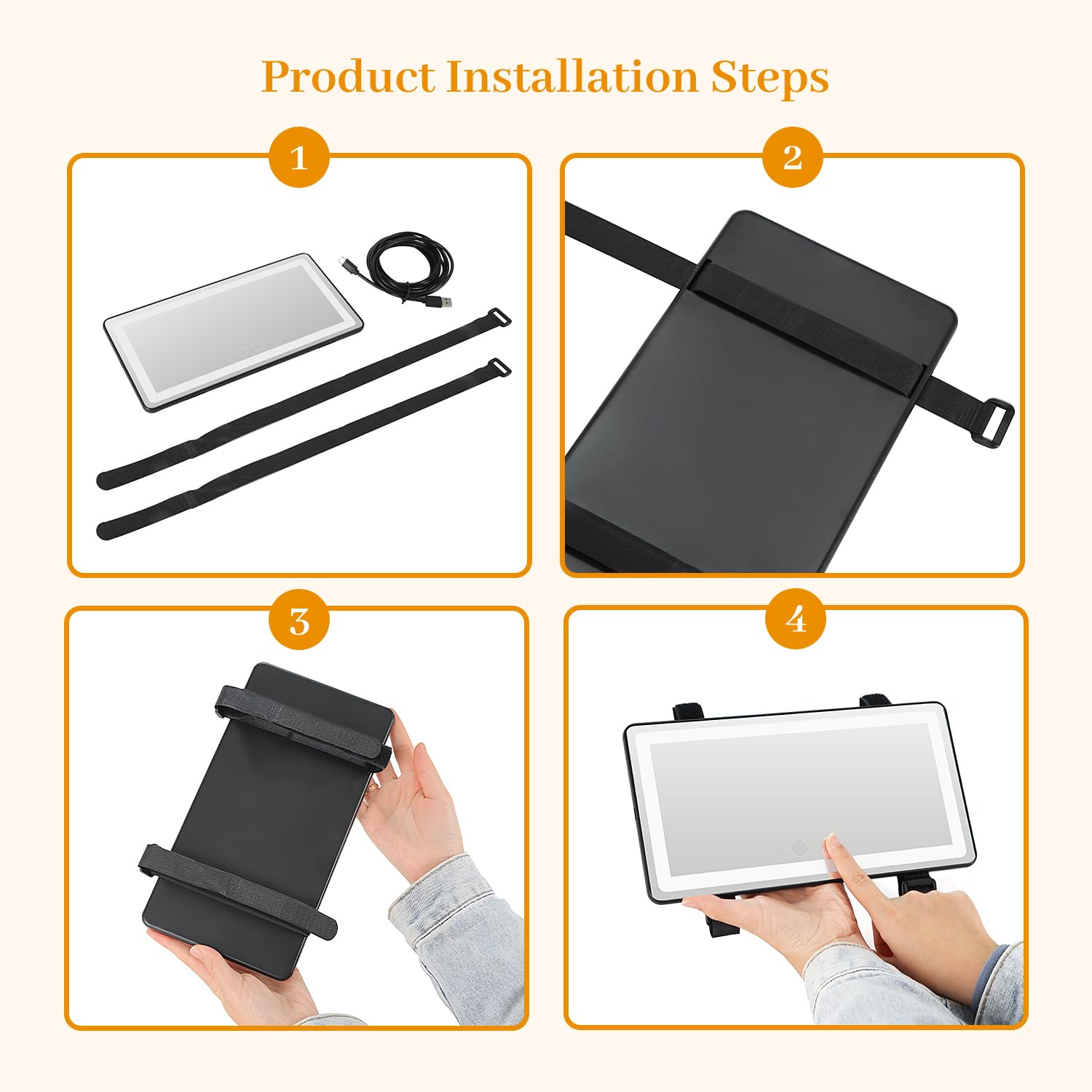 KEEBAPOO Rechargeable Car Visor Vanity Mirror with LED Lights - 3 Light Modes, Built-in Lithium Battery, Universal Fit for All Cars - Perfect for Makeup, Grooming & Night Driving (Includes 2 Car Coasters)