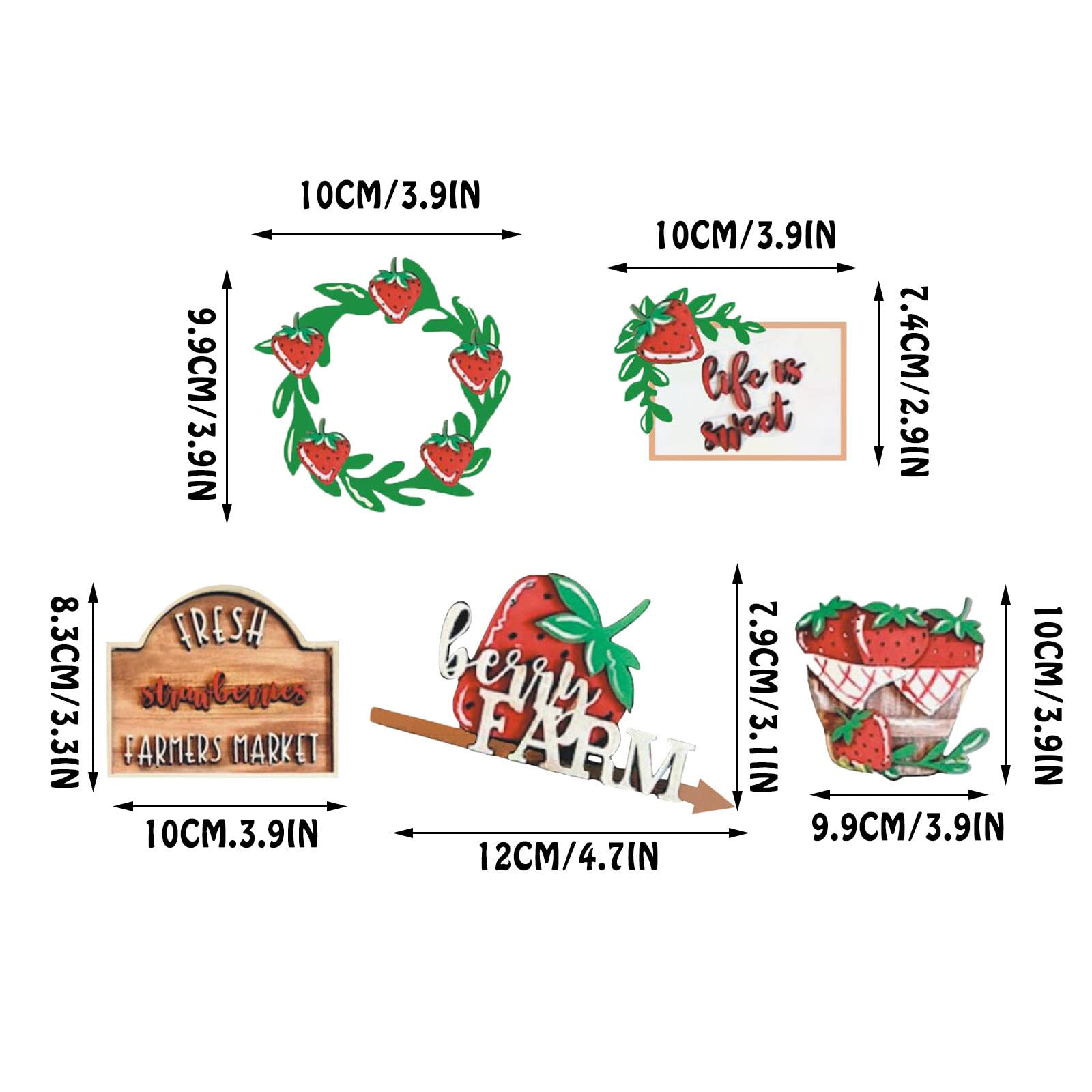 Summer Tiered Tray Decor Set - Beach Party & Farmhouse Wooden Sign Decorations (Strawberry Theme) for Kitchen Counter, Coffee Table, and Patio Display