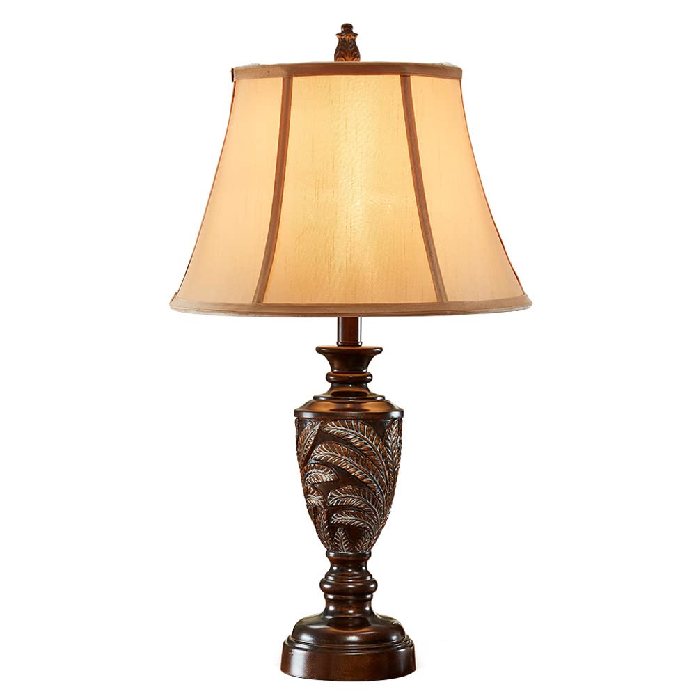 TAYOTTE 27in Contemporary Resin Table Lamp with Handmade Drum Shade - Modern Bedside Nightstand, Floor & Desk Lamp for Living Room, Bedroom, Entryway - Perfect for Reading, Relaxing & Home Decor