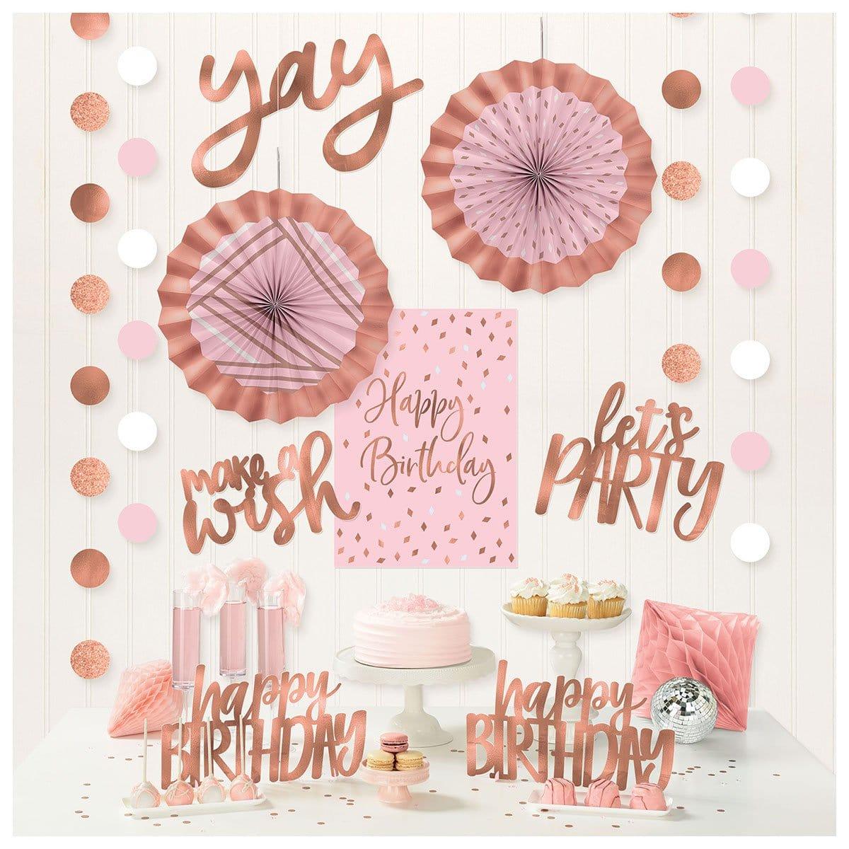 Blush Pink Birthday Party Room Decor Kit - 12-Piece Set for Girls, Women, Baby Showers & Bridal Showers | Includes Balloons, Banners & Party Supplies