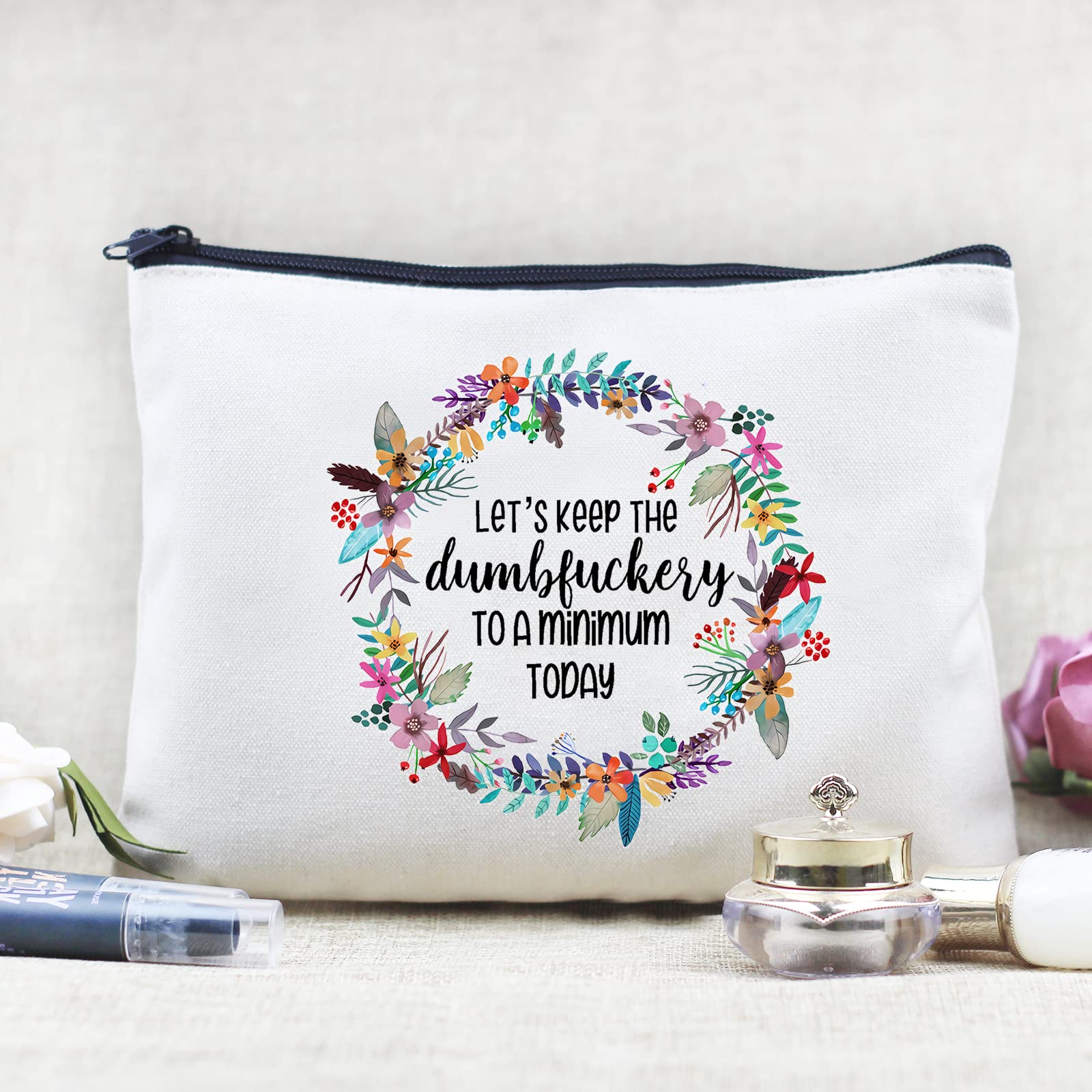 Funny Canvas Cosmetic Bag - Cute Travel Makeup Pouch for Women | Waterproof Toiletry Organizer | Perfect Birthday Gift, Bridesmaid Present & Vacation Essential