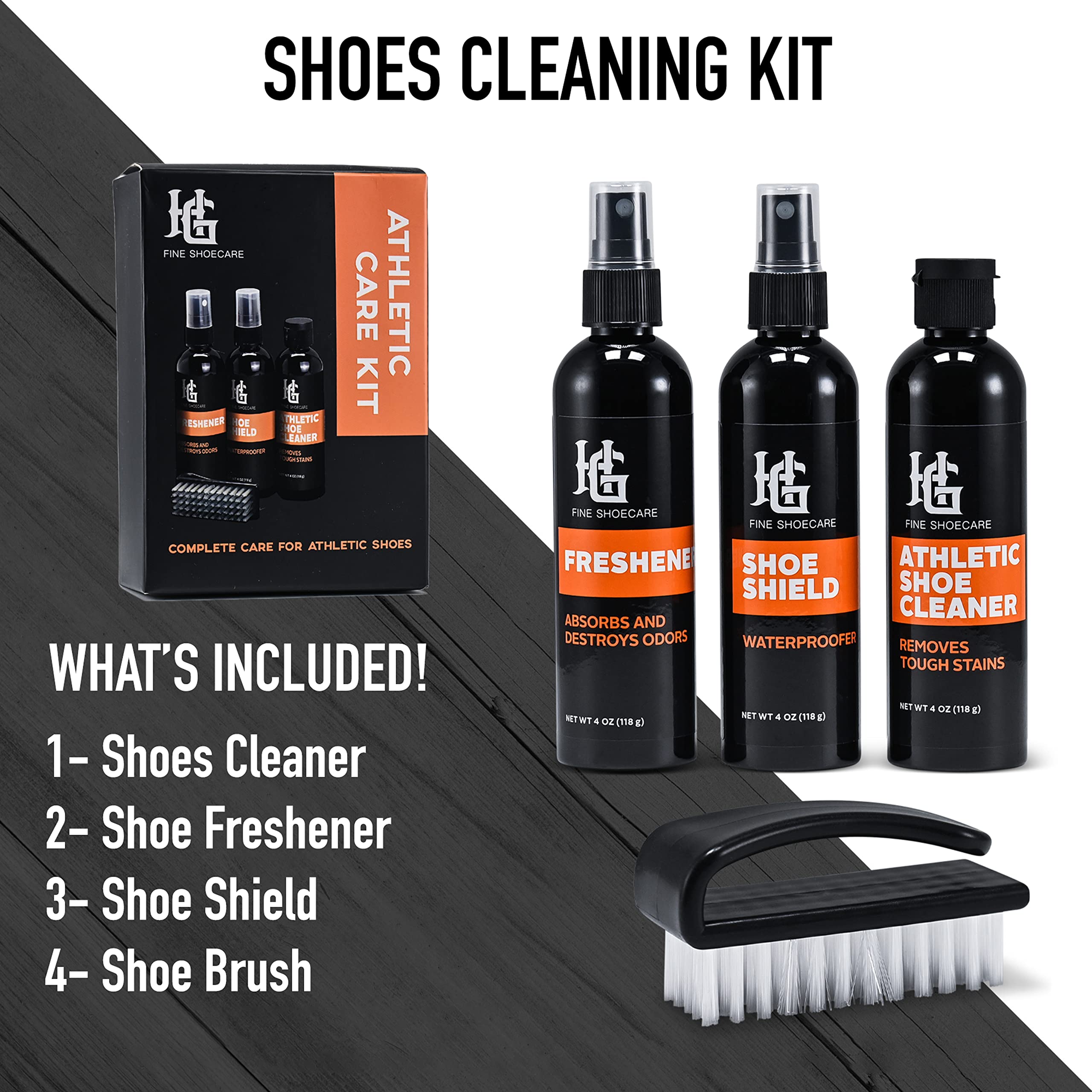 Premium Shoe Cleaning Kit - Stain Remover, Waterproof Spray & Freshener for Leather, Nubuck, Suede & Canvas - 4 Oz Each - Perfect for Sneakers, Boots & Dress Shoes Protection
