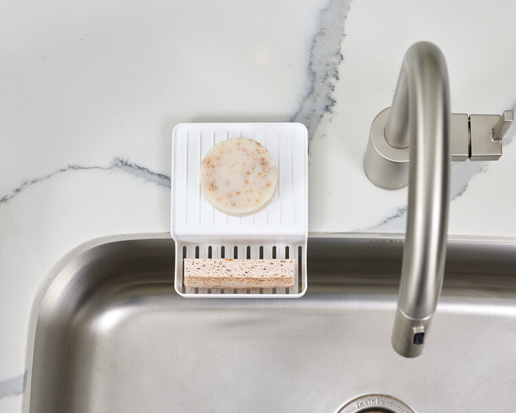 Double Suction Sink Caddy - Eco-Friendly Recycled Plastic Organizer for Kitchen, Bathroom & Vanity | Perfect for Sponge, Soap & Cleaning Supplies Storage
