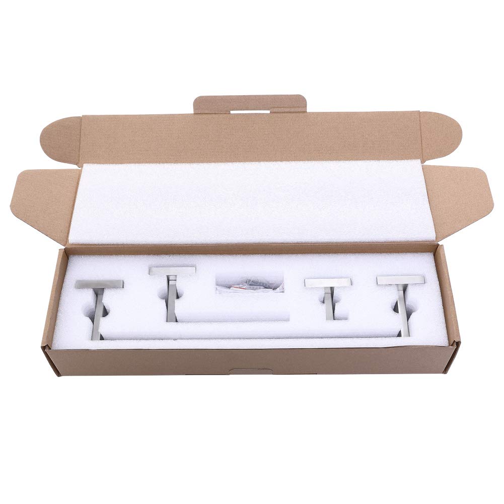 TASTOS 3-Piece Brushed Nickel Bathroom Hardware Set - Premium Stainless Steel Wall Mounted Robe Hook, Toilet Paper Holder & 16-Inch Towel Bar (Silver) - Perfect for Modern Bathrooms, Powder Rooms & Spa-Style Decor