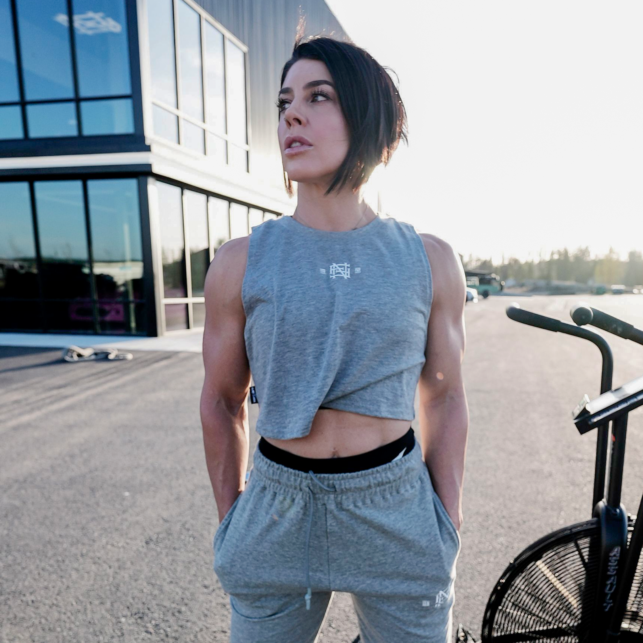 EMB Women's Crop Tank Top - Soft Grey Cotton Workout Shirt for Yoga, Running & Gym | Breathable & Comfortable Activewear