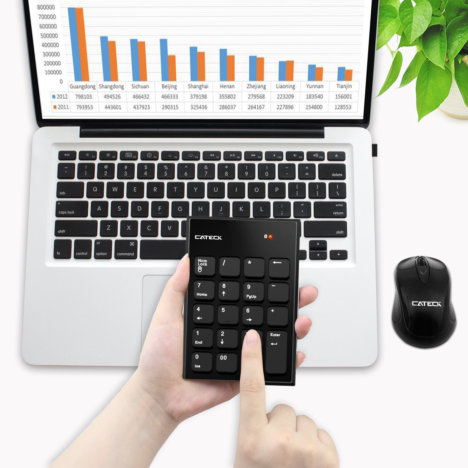 Wireless Numeric Keypad & Mouse Combo - 2.4G 19 Keys Mini USB for PC/Laptop - Office & Accounting Use